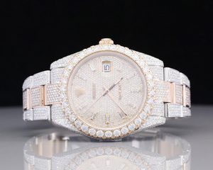 Alta calidad VVS Clarity Moissanite Diamond Watch Zafiro Dial Ventana Esqueleto Amarillo helado Estilo Pantalla analógica Nuevo - Product Image 1