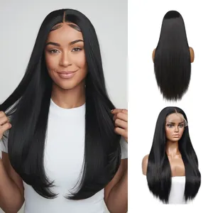 Perruque 100% naturelle en cheveux Remy vietnamiens, longue et droite, avec dentelle transparente HD, double épaisseur, densité personnalisable - Product Image 1