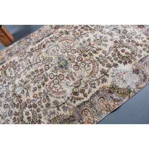 Clásico Beige verde Patchwork lana ecológica alfombra de pelo medio 5,3X8,5 pies hecho a mano Vintage estilo turco Tabriz respaldo de látex - Product Image 5