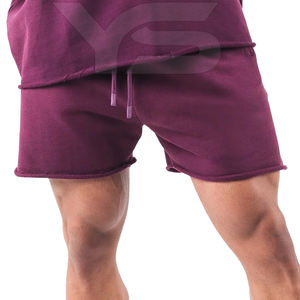 Tela de lana transpirable corta informal de algodón 100% para hombre, cintura media, estilo caliente, cierre elástico teñido liso, calle alta no tejida - Product Image 2