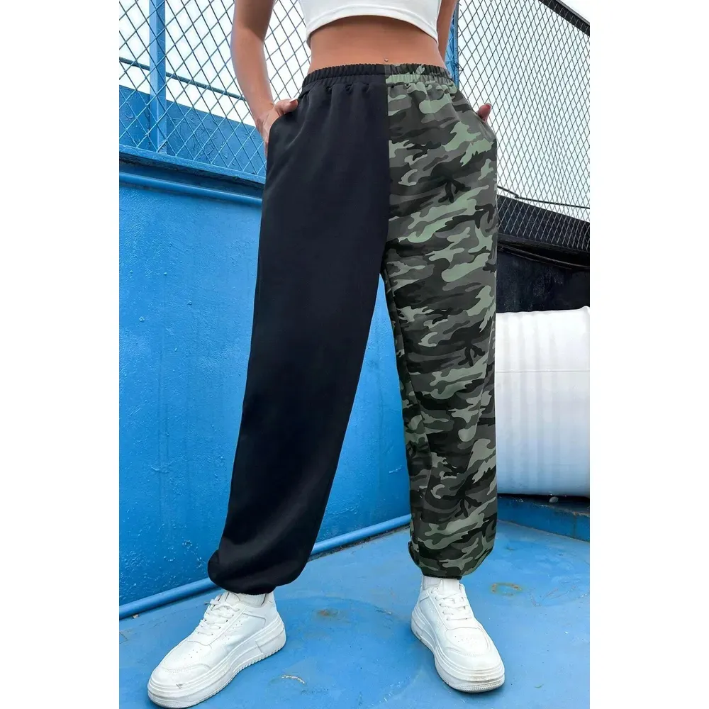 Individuelles Logo solide Farbe OEM Großhandel Individuelle entspannte elastische Taille mit Ziehband hohe Hosen Damen Jogginghosen Damenhosen