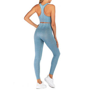 Ensemble de yoga pour femmes à taille élastique, couleur unie, respirant, séchage rapide, durable, grande taille, confortable, sans couture, en Spandex/Polyester - Product Image 2