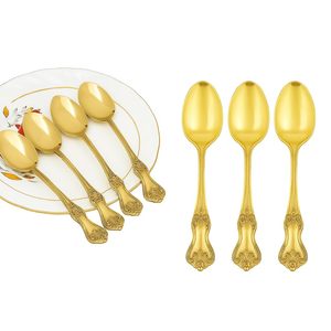 Ensemble de couverts réutilisables cuillère fourchette, couverts de luxe en or vintage gravés, ensemble de vaisselle, couverts de mariage, restaurant d'hôtel - Product Image 1