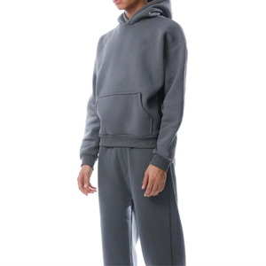 Custom mens cotton pullover tracksuit wholesale athletic gym sportswear two piece jogging suit training - Product Image 6