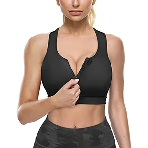 Comfortable Sports Bra Shockproof Professional Fitness Underwear Padded  Bras with Removable Pads Zipper Yoga Bras