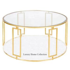 กระจกทรงกลมเคลือบเงาสีทองตกแต่งโต๊ะด้านข้าง - Product Image 4