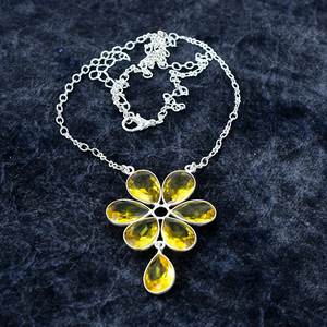 Collar Chapado en plata 925 con forma de pera citrino amarillo para mujer, collar de cadena de aniversario, collar delicado, regalos para ella - Product Image 2