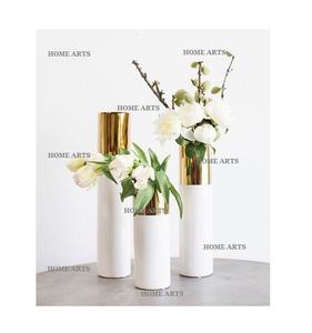 Jarrón de latón de color dorado hecho a mano, Juego de 2 floreros artificiales de diferentes tamaños para accesorios de decoración de boda - Product Image 2