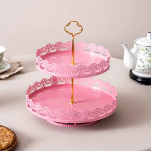 Elegante y lujoso soporte de pastel de Metal de 2 niveles, decoración de mesa de boda india clásica, centros de mesa al por mayor, decoraciones de mesa - Product Image 1