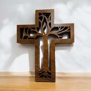 Nouveau design en bois naturel holycross catholique bois orthodoxe sainte croix en gros bas prix bénédiction chrétienne types croisés - Product Image 4