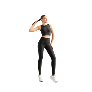 Ensemble de vêtements de yoga d'hiver de haute qualité pour femmes, respirant, uni, logo personnalisé sur le devant, taille haute, tenue de sport grande taille - Product Image 5