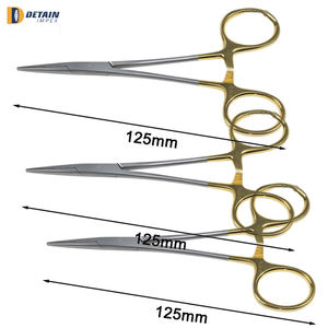 Pinzas Hemostáticas con Mango Dorado, Totalmente Dentadas, de Acero Inoxidable, Kit de Sutura con Bloqueo, Juego de Instrumentos de Alta Calidad con Certificación CE, Manual - Product Image 5