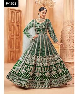 ชุดแฟนซีอนาลกาลีผ้าตาข่ายหนาพร้อมโซ่ชุดทำงานชุดแต่งงานอินเดียชุดซาลวาร์ - Product Image 1