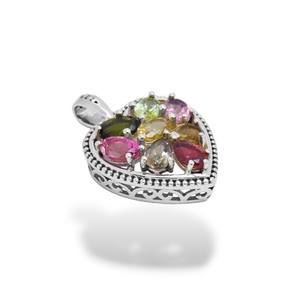 Natural Multi Tourmaline <b>Heart</b> Pendant 925 Silver Faceted <b>Heart</b> <b>Locket</b> Anniversary Gift For Wife Elegant Jewelry - Product Image 5