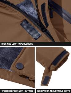 Men's 100% Cotton Winter Skiing Jacket Water-Resistant Fleece Coats with Insulated Thermal Snowboard Park <b>Raincoat</b> and Hood - Product Image 4