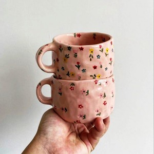 Tasses et tasses à café en céramique faites à la main Produit de vente chaud Tasses à café imprimées à la main en céramique - Product Image 2