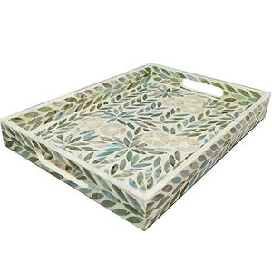 Bandeja de concha de laca grande, mesa de incrustación de hueso, Plato decorativo para fiestas de interior, bandeja de servicio de alimentos para el hogar y restaurante, novedad - Product Image 6