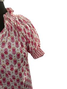 Blusa de algodón 100% para mujer bloque de mano impreso Rosa Floral tradicional artesanía india suave Top camisetas sin mangas para mujer - Product Image 4