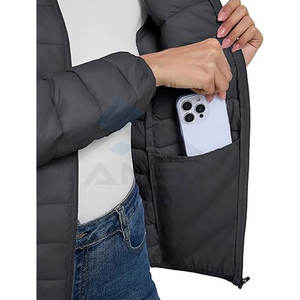 <b>Women</b> <b>Lightweight</b> Quilted Puffer <b>Jacket</b> Full Zip Stand Collar with 4 Pockets Warm Padded Fleece Winter Coat Dark Grey - Product Image 5