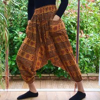Pantalon Sarouel Baggy Bohème Gipsy Hippie Imprimé Ohm Style Indien Femme GC-AP-124.