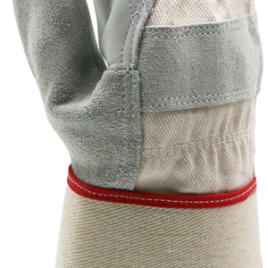 Guantes de trabajo de aparejo de seguridad anticorte ignífugos reforzados de alta resistencia, guantes protectores de mano de cuero de doble palma para trabajo en jardín - Product Image 3