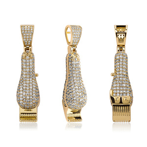 Collares de Alta Calidad de Moda Hip Hop Chapados en Oro con Colgante de Maquinilla de Afeitar y Diamantes de Laboratorio, Venta al por Mayor, Regalo de Joyería - Product Image 5