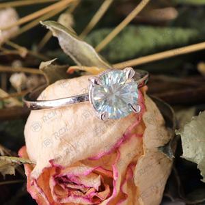 1.40 TCW Bluish Round Cut Solitaire Moissanite <b>Ring</b> for Women Anniversary & Birthday Gift <b>Band</b> for Your Love - Product Image 2