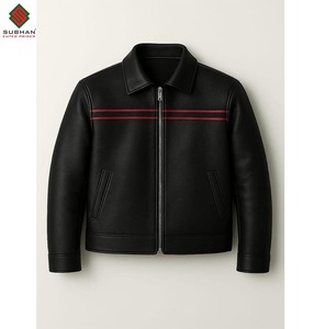 Chaqueta Bomber de Cuero Sintético Marrón para Hombre, Corte Entallado, Estilo Casual de Invierno, Diseño Sólido, Cierre de Cremallera, Cuello Alto, Servicio OEM - Product Image 3