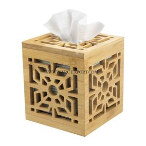 Cajas de almacenamiento de pañuelos de madera de teca de forma cuadrada de madera natural de calidad de lujo tamaño personalizado hecho a mano nuevo estilo cajas de pañuelos en la India - Product Image 1