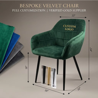 Meubles de salle à manger pieds en métal chaises en velours salon accoudoir nordique dossier rembourré couvertures en velours chaises