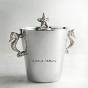 ถังใส่น้ำแข็งและไวน์พร้อมด้ามจับดีไซน์รูปเขาทำจากสเตนเลสเนื้อขัดเงาสีเงินเงาวาว - Product Image 3