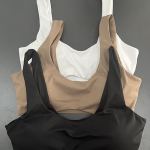 สปอร์ตบราสำหรับสตรีแบบแห้งเร็วเสื้อแขนกุดเข้าใส่ออกกำลังกายภายในดีไซน์ไม่เหมือนใคร2025ออกกำลังกายแบบแอคทีฟสีพื้น - Product Image 1