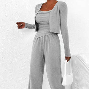 Conjunto de Dos Piezas Personalizado para Mujer, Tejido de Punto, Felpa, Algodón, Poliéster, Invierno, Transpirable, Lavado, Casual, Sólido, Corto 2026 - Product Image 4