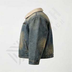 <b>Zip</b> <b>Up</b> Denim Jacket Minimalist Casual Jean Coat <b>Men's</b> Custom Logo Streetwear Fashion Outerwear Quality Supplier <b>Top</b> - Product Image 3