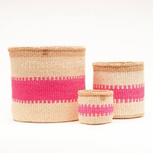 Ensemble de paniers de rangement ronds en jonc de mer naturel rose pour multifonction et osier de l'artisanat vietnamien - Product Image 2