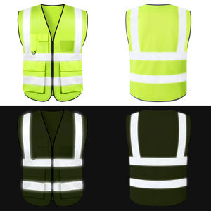 Chaqueta reflectante de alta visibilidad con múltiples bolsillos y logotipo personalizado, uniforme de trabajo de ingeniero de seguridad, chaleco de seguridad de alta visibilidad con bolsillo - Product Image 4