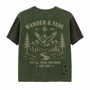 Camiseta Oversize de Algodón Pesado 300G para Hombre, Estampado Acid Wash, Cuello Redondo, Verde Oliva, Logo OEM, Ajuste Holgado - Product Image 2