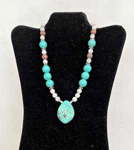 Collier de perles en résine or rose pour femme d'Inde plaqué rhodium et platine pour fiançailles - Product Image 1