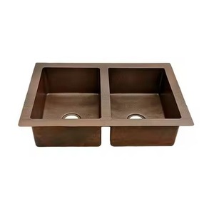 El lavabo de baño de cobre de diseñador con superficie pulida brillante combina Artistry con funcionalidad para interiores de lujo - Product Image 3