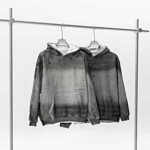 Sudadera con capucha completa personalizada para hombre, jersey de gran tamaño lavado con ácido, serigrafía, sudaderas con capucha desgastadas ajustadas para hombre, venta al por mayor personalizada - Product Image 3