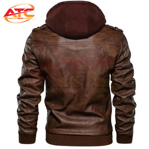 Jaket kulit dengan tudung kualitas terbaik jaket kulit Fashion pria kustom jaket kulit buatan <span class=keywords><strong>Pakistan</strong></span> - Product Image 3