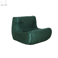 Sofá individual de lujo moderno tapizado en azul para sala de estar con otomana, ideal para venta al por mayor