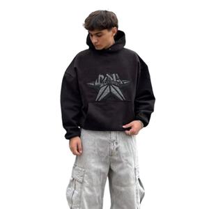 Sudadera con Capucha de Algodón con Bolsillo Bordado, Estilo Urbano, Personalizada, con Estampado Gráfico Propio y Etiqueta, Venta al Por Mayor - Product Image 4