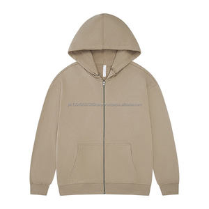 Custom Embroidered french terry hoodie 100% cotton y2k zip up designer <b>zipper</b> drop shoulder heavyweight oversized men hoodie - Product Image 2