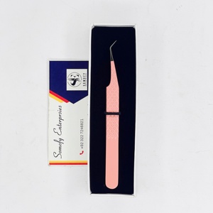 Pince à épiler professionnelle Somofy Enterprises de haute qualité, en acier inoxydable, à pointe en fibre à 45 degrés, 10 mm, antistatique, fine et durable, pour cils - Product Image 1