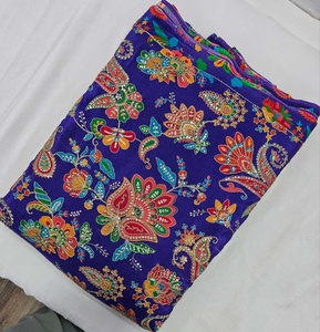 Le tissu de viscose de travail de broderie d'impression de position de crep naturel pur fait au matériel de robe de fantaisie - Product Image 1