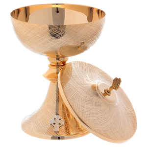 Recipiente litúrgico de ciborio de latón chapado en oro hecho a mano de último diseño con tapa, artículo religioso elegante para uso en la Iglesia - Product Image 6