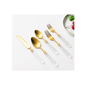 Transparent Resin & Metal Cutlery <b>Set</b> with Gold Plated for Home at Inexpensive Price Good Quality Resin <b>Flatware</b> <b>Set</b> of 6 - Product Image 3