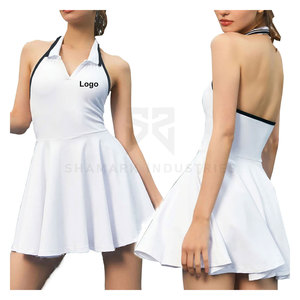 Robe de tennis respirante sexy pour femmes avec poches, sans manches, col montant, uniforme de golf et de tennis, 100% polyester - Product Image 3