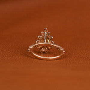 Elegante anillo de compromiso clásico para mujer 18KT chapado en oro laboratorio creado amarillo corte de pera diamante Rosa pavé anillos finos - Product Image 4